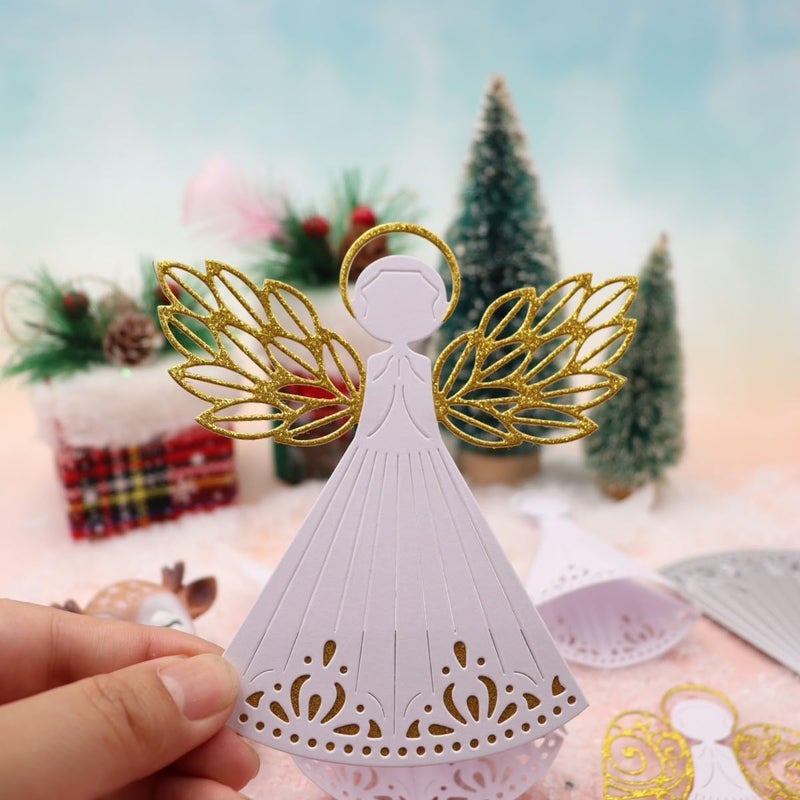 Feemkota Christmas Die Cuts for Card Making Christian Theme Stamps Angel Lamp Box Cutting Dies for DIY Paper Scrapbooking Crafts Embossing Decorations - Image 3